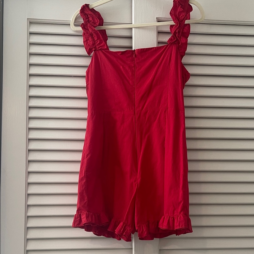 Urban Outfitters Red Ruffled Sleeveless Romper - Picture 3 of 3